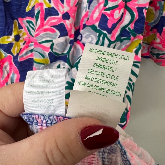 Lilly Pulitzer Amberly Swingy T Shirt Dress Iris Blue Casa Azul Floral Pintuck - Picture 4 of 6